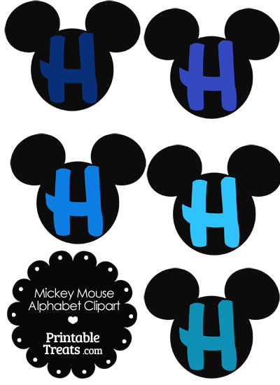 Blue Mickey Mouse Head Letter H Clipart from PrintableTreats.com