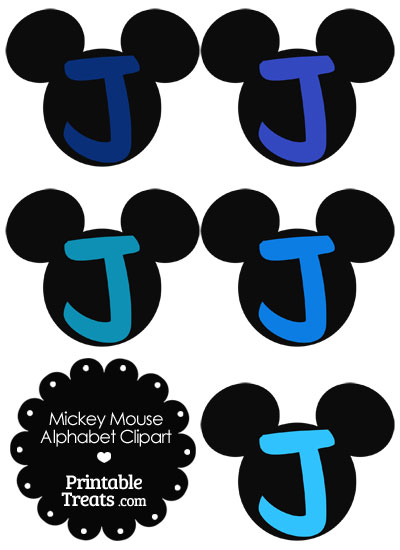 Blue Mickey Mouse Head Letter J Clipart from PrintableTreats.com