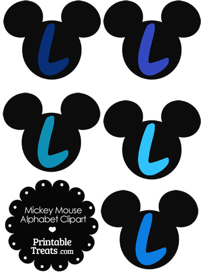 Blue Mickey Mouse Head Letter L Clipart from PrintableTreats.com