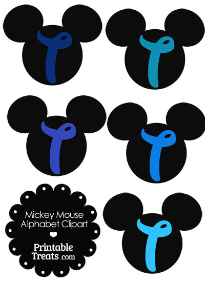 Blue Mickey Mouse Head Letter T Clipart from PrintableTreats.com