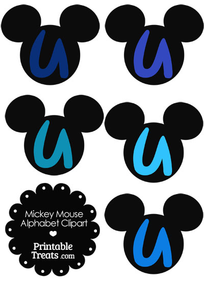 Blue Mickey Mouse Head Letter U Clipart from PrintableTreats.com