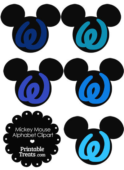 Blue Mickey Mouse Head Letter W Clipart from PrintableTreats.com