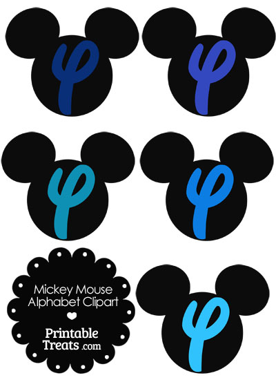 Blue Mickey Mouse Head Letter Y Clipart from PrintableTreats.com