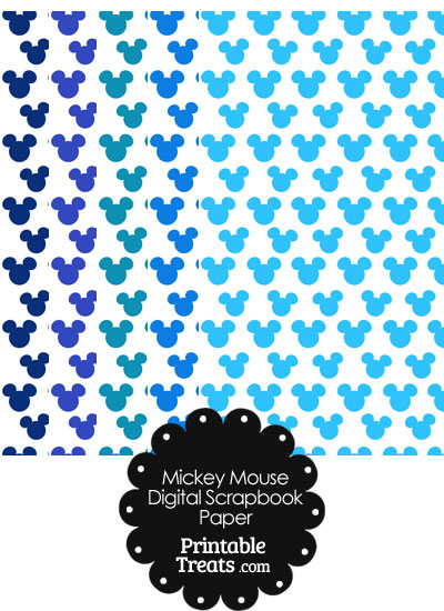 Blue Mickey Mouse Head Scrapbook Paper from PrintableTreats.com