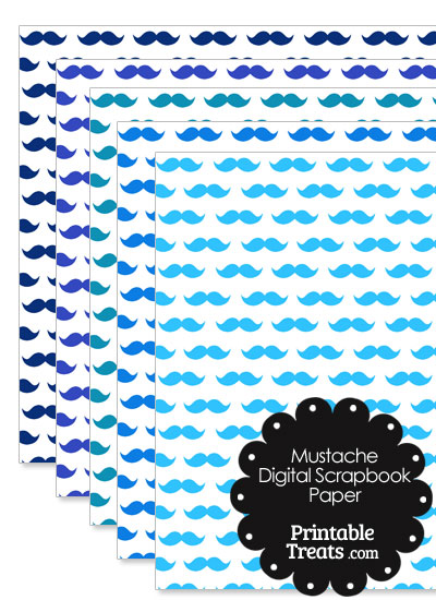 Blue Mustache Digital Scrapbook Paper from PrintableTreats.com