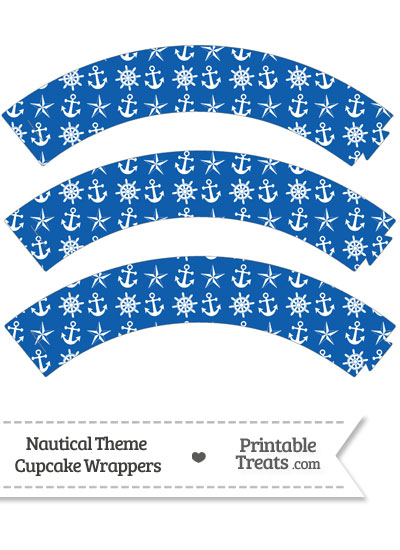 Blue Nautical Cupcake Wrappers from PrintableTreats.com