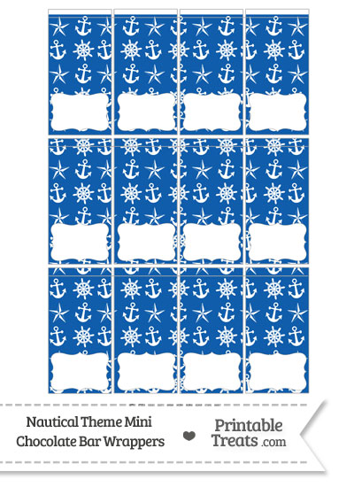 Blue Nautical Mini Chocolate Bar Wrappers from PrintableTreats.com