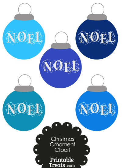 Blue Noel Christmas Ornament Clipart from PrintableTreats.com