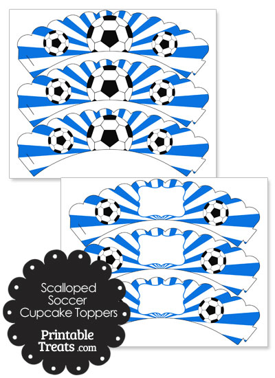 Blue Scalloped Sunburst Soccer Cupcake Wrappers from PrintableTreats.com