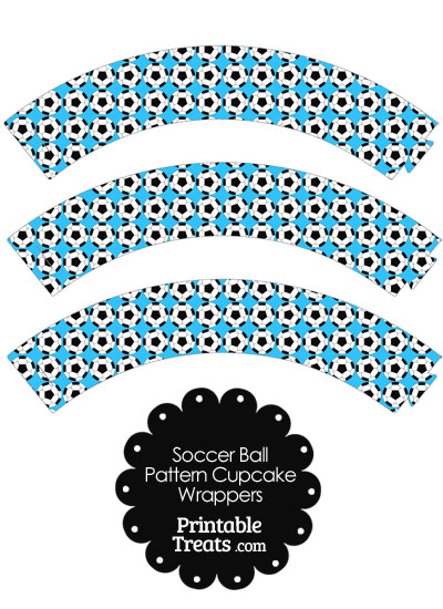 Blue Soccer Ball Pattern Cupcake Wrappers from PrintableTreats.com