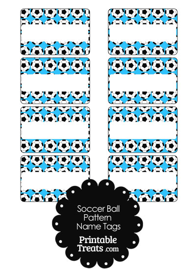 Blue Soccer Ball Pattern Name Tags from PrintableTreats.com