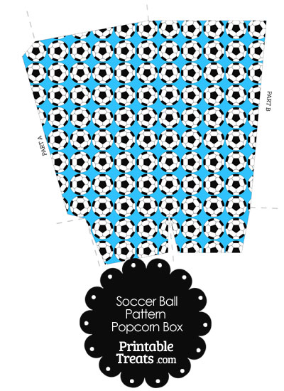 Blue Soccer Ball Pattern Popcorn Box from PrintableTreats.com