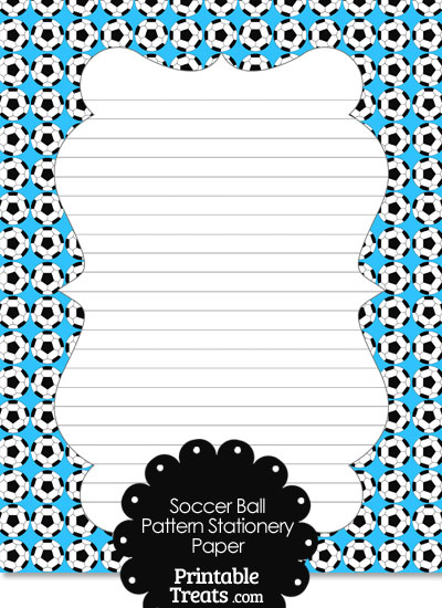 Blue Soccer Ball Pattern Stationery Paper from PrintableTreats.com