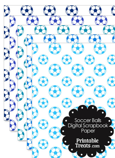 Blue Soccer Digital Scrapbook Paper from PrintableTreats.com