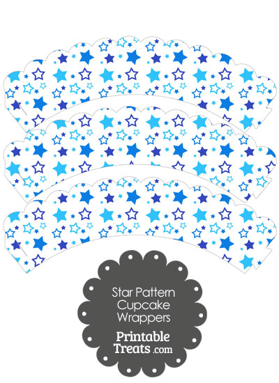 Blue Star Pattern Scalloped Cupcake Wrappers from PrintableTreats.com