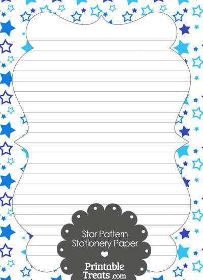 Blue Star Pattern Stationery Paper from PrintableTreats.com
