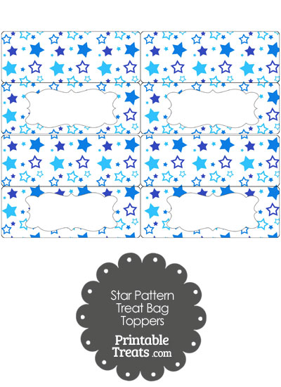 Blue Star Pattern Treat Bag Toppers from PrintableTreats.com