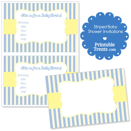 blue striped baby shower invitation