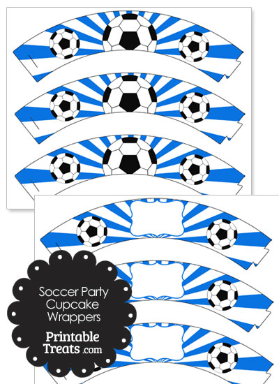 Blue Sunburst Soccer Cupcake Wrappers from PrintableTreats.com