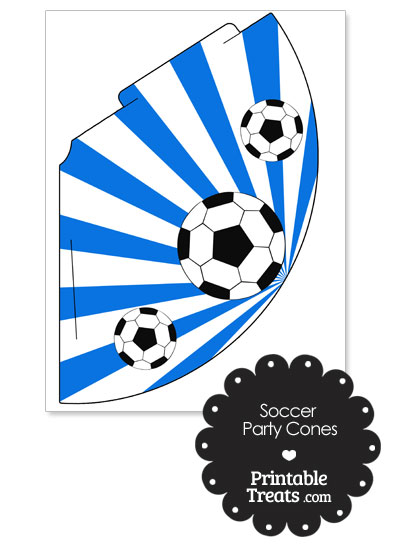 Blue Sunburst Soccer Party Cones from PrintableTreats.com