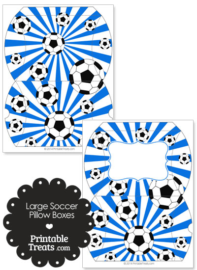 Blue Sunburst Soccer Party Large Pillow Boxes from PrintableTreats.com