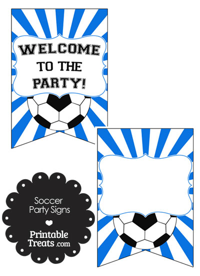 Blue Sunburst Soccer Party Signs from PrintableTreats.com