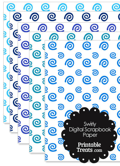 Blue Swirls Digital Scrapbook Paper from PrintableTreats.com