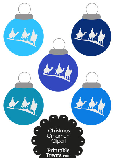 Blue Three Wise Men Christmas Ornament Clipart from PrintableTreats.com
