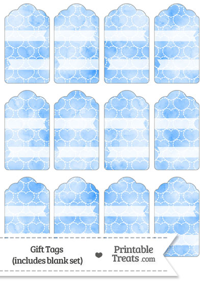 Blue Watercolor Hearts Gift Tags from PrintableTreats.com