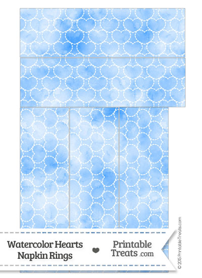 Blue Watercolor Hearts Napkin Rings from PrintableTreats.com