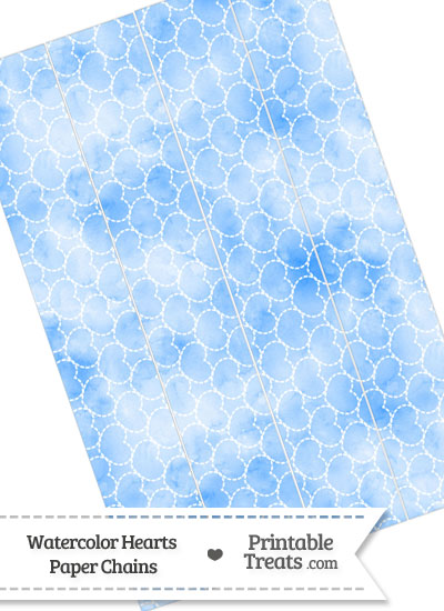 Blue Watercolor Hearts Paper Chains from PrintableTreats.com
