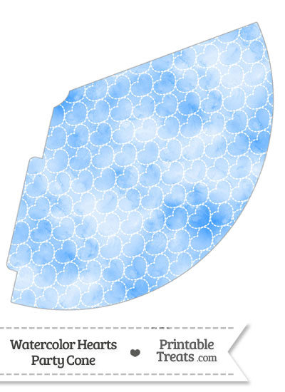 Blue Watercolor Hearts Party Cone from PrintableTreats.com
