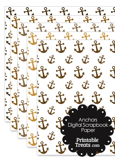 Brown Anchor Digital Scrapbook Paper from PrintableTreats.com