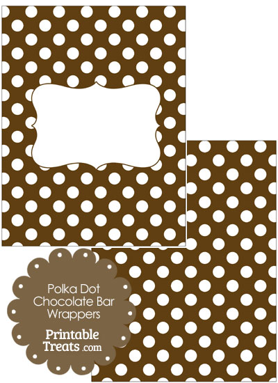 Brown and White Polka Dot Chocolate Bar Wrappers from PrintableTreats.com