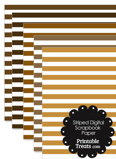 Brown and White Striped Digital Scrapbook Paper from PrintableTreats.com