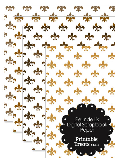 Brown Fleur de Lis Digital Scrapbook Paper from PrintableTreats.com