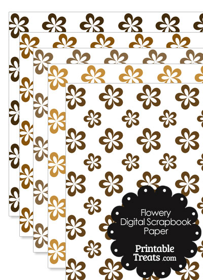 Brown Flower Digital Scrapbook Paper from PrintableTreats.com
