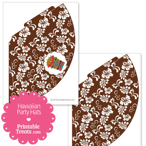 brown Hawaiian party hat printable