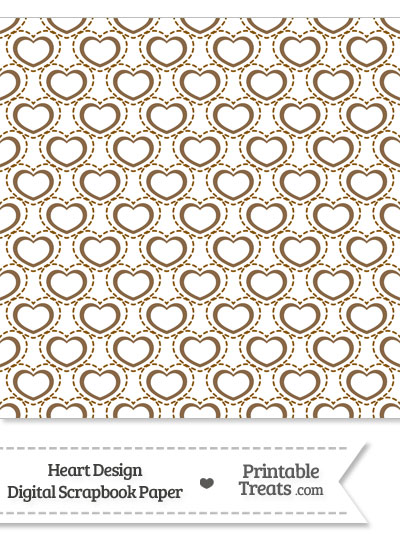 Brown Heart Design Digital Scrapbook Paper from PrintableTreats.com