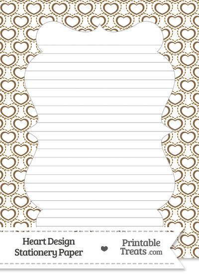 Brown Heart Design Stationery Paper from PrintableTreats.com