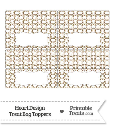 Brown Heart Design Treat Bag Toppers from PrintableTreats.com