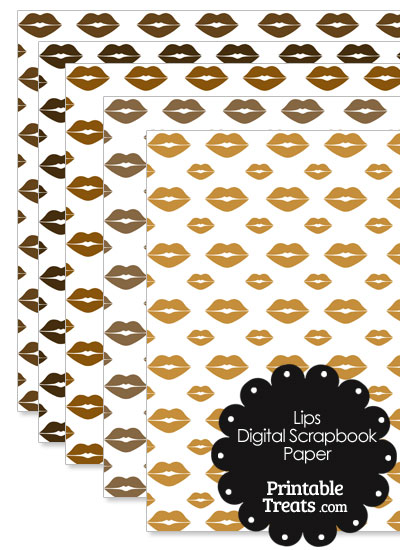 Brown Lips Digital Scrapbook Paper from PrintableTreats.com