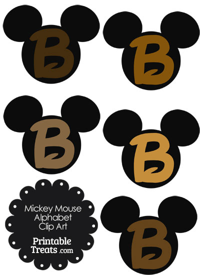 Brown Mickey Mouse Head Letter B Clipart from PrintableTreats.com