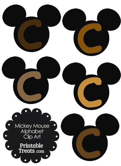 Brown Mickey Mouse Head Letter C Clipart from PrintableTreats.com