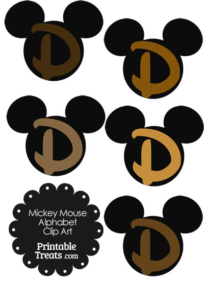 Brown Mickey Mouse Head Letter D Clipart from PrintableTreats.com