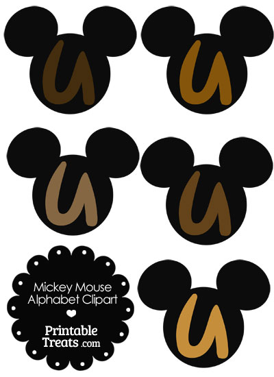 Brown Mickey Mouse Head Letter U Clipart from PrintableTreats.com