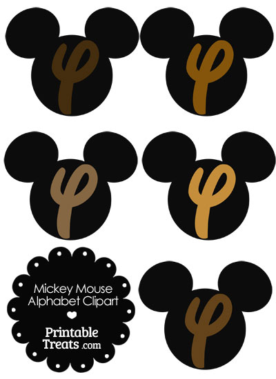 Brown Mickey Mouse Head Letter Y Clipart from PrintableTreats.com