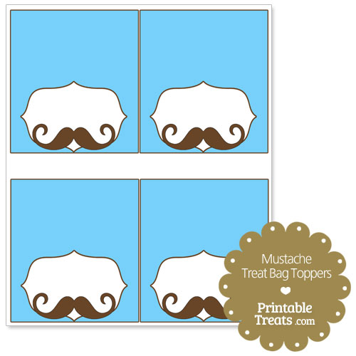 brown mustache treat bag toppers