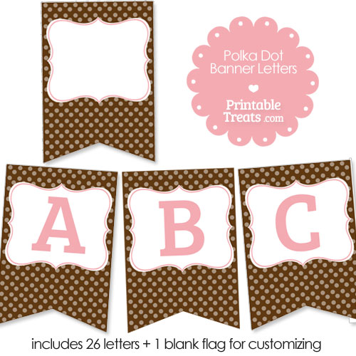 brown polka dot banner letters