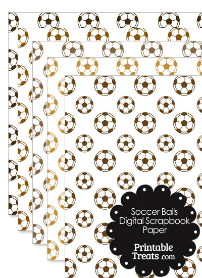 Brown Soccer Digital Scrapbook Paper from PrintableTreats.com